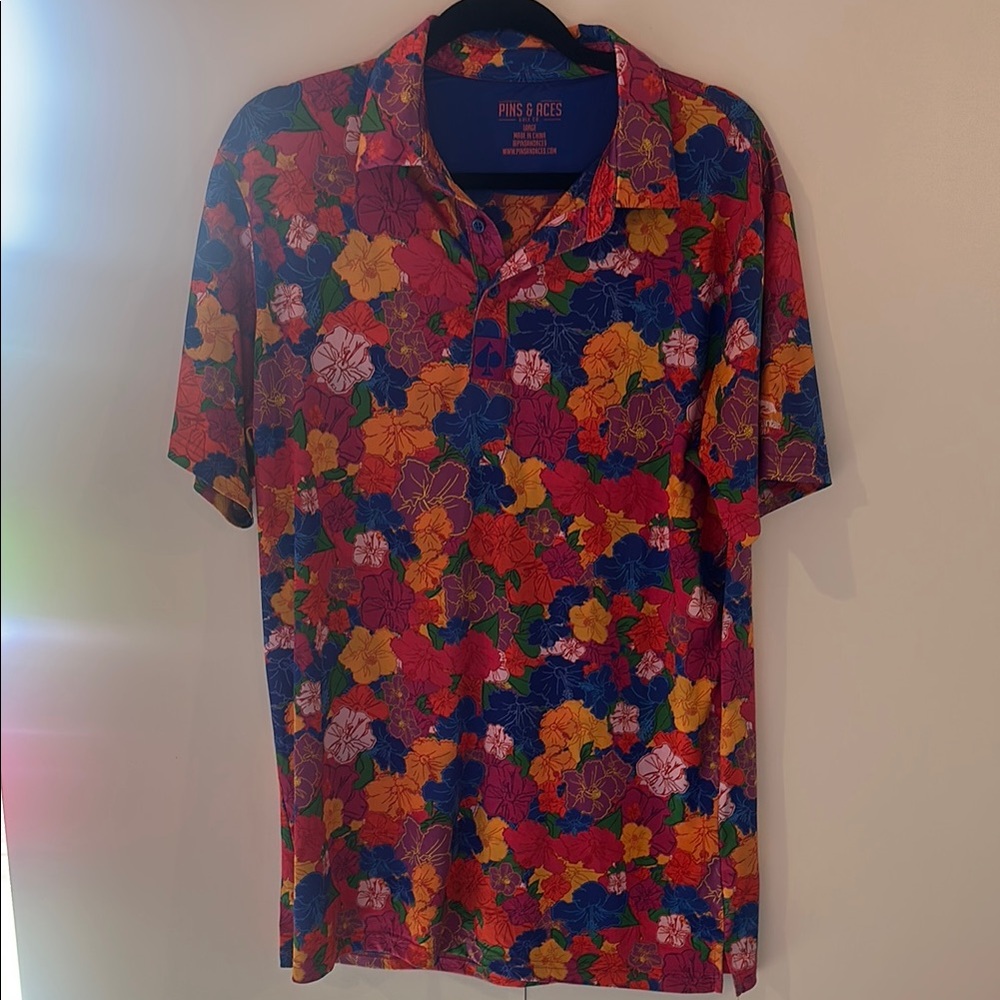 Red and Blue Polo Shirt Vibrant Design